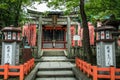 Beautiful tori stoned gates and lanterns, kyoto, kansai, Japan