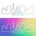 Kyoto skyline. Colorful linear style.