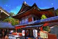 Kyoto street with typical temple. Japan