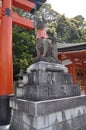 Kyoto, 15th may: Fox Sculpture from Fushimi Inari Taisha Shrine of Kyoto City in Japan