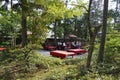 Kyoto, 13th may: Garden with relax place from Kinkaku-ji or Golden Pavilion Temple Complex from Kyoto in Japan