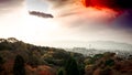 the kyoto tower with colorful from sky and cloud at kiyomizu temple japan Royalty Free Stock Photo