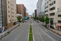 Kyoto Tower and Shiokoji-dori Street view from Horikawa-Shiokoji Crossroads.