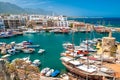KYRENIA, CYPRUS - APRIL 26, 2014 - View of a historic harbour an