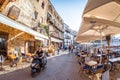 KYRENIA, CYPRUS - MAY 11, 2018: Crowded street at Old Town of Kyrania