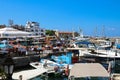 KYRENIA / CYPRUS Yachts, boats and an outdoor restaurant in The Kyrenia Harbor