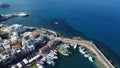 Kyrenia Harbour at Kyrenia cyprus top drone view from sky Royalty Free Stock Photo