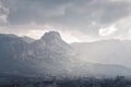 Kyrenia mountain range raise above Kyrenia city. Cyprus