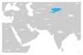 Kyrgyzstan blue marked in political map of South Asia and Middle East. Simple flat vector map Royalty Free Stock Photo