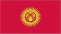 Kyrgyzstan embroidery flag. Kyrgyz emblem stitched fabric. Embroidered coat of arms. Country symbol textile background