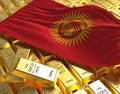 Kyrgyzstan flag on golden bars 3d concept illustration