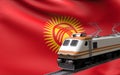Kyrgyzstan flag with speed train 3d rendering Royalty Free Stock Photo