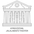 Kyrgyzstan, Jalalabad's Theater travel landmark vector illustration