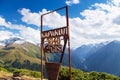 Kyrgyzstan, Karakol ski resort - August 22, 2019. Summer mountain landscape high in the mountains