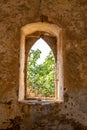 Kythira Kastro of Milopotamos Kato Chora Ionian islands Greece. Venetian castle at Kythera. Vertical