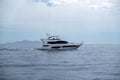 Kythnos Greek island. Yacht sailing in blue sea background