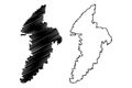 Kythnos island Hellenic Republic, Greece, Cyclades archipelago map vector illustration, scribble sketch Kythnos map