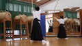 Kyudo practicing bow shooting in Kyoto, Japan.