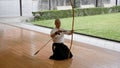 Kyudo practicing bow shooting in Kyoto, Japan.