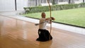 Kyudo practicing bow shooting in Kyoto, Japan.