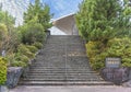 Stairs of the yumihari observatory of saikai national park leading to the kujukushima seascape off Sasebo coast.
