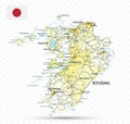 Kyushu Map. Map of Japan Prefecture Royalty Free Stock Photo