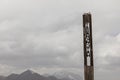 Kyzlyart, Kyrgyzstan August 21 2018: Monument at the Kyzylart Pass 4280m on The Pamir Highway at the border of Kygyzstan