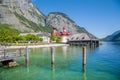 KÃÂ¶nigssee lake with St. BartholomÃÂ¤ pilgrimage chapel in summer, Bavaria, Germany Royalty Free Stock Photo