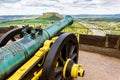 KÃÂ¶nigstein Fortress in Saxon Switzerland, Germany. View from the fortress wall. old cannon Royalty Free Stock Photo