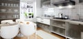 Kitchen arrangement panoramic Royalty Free Stock Photo