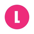 Letter L logo symbol in pink circle. Royalty Free Stock Photo