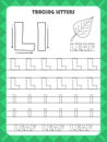 Trace letters of English alphabet and fill colors Uppercase and lowercase L. Handwriting practice for preschool kids worksheet. Royalty Free Stock Photo