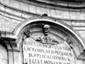 Latin inscription with skeleton sculpture of the church of Santa Maria del Suffragio