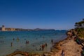 l beach landscape in Calpe, Spain on a summer sunny holiday day Royalty Free Stock Photo