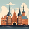 LÃ¼beck\'s Medieval Grace: Holstentor Gate and Church Spires