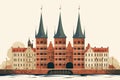 LÃ¼beck\'s Medieval Grace: Holstentor Gate and Church Spires