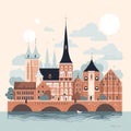 LÃ¼beck\'s Medieval Grace: Holstentor Gate and Church Spires