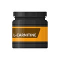 L-carnitine bottle isolated on white background. Sports nutrition icon container package, fitness supplements Royalty Free Stock Photo