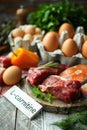 L-carnitine in food on the table. Selective focus. Royalty Free Stock Photo