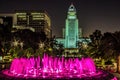 Night scene of City Hall for Los Angeles, California, host city for the 2028 Olympic Games Royalty Free Stock Photo