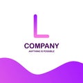 L company logo design with purple theme vector Royalty Free Stock Photo