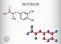 l-DOPA, levodopa molecule. It is an amino acid, is used to increase dopamine concentrations in the treatment of Royalty Free Stock Photo