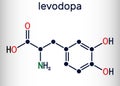 l-DOPA, levodopa molecule. It is an amino acid, is used to increase dopamine concentrations in the treatment of Royalty Free Stock Photo