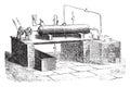 L. Droux device for the aqueous decomposition, vintage engraving