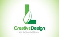 L Green Leaf Letter Design Logo. Eco Bio Leaf Letter Icon Illustration Logo.