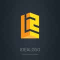 L2 initial 3d logo. Vector design element or 3d icon. L and 2 - monogram logotype