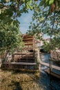 L`Isle-sur-la-Sorgue, Avignon, Vaucluse, Provence-Alpes-Cote d`Azur, France, September 24, 2018: Sunny autumn on the streets