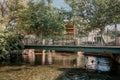 L`Isle-sur-la-Sorgue, Avignon, Vaucluse, Provence-Alpes-Cote d`Azur, France, September 24, 2018: Sunny autumn on the streets Royalty Free Stock Photo