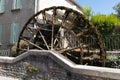 L`Isle-sur-la-Sorgue in Vaucluse canal wooden wheel of old water mill Royalty Free Stock Photo