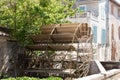 L`Isle-sur-la-Sorgue Vaucluse canal wooden wheel of old water mill Provence France